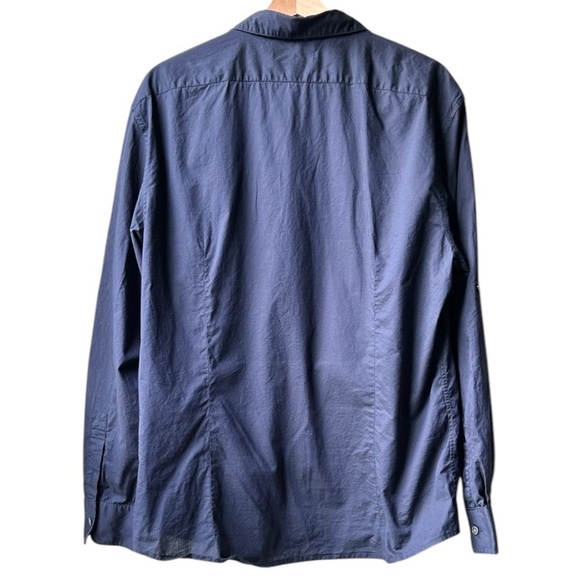 John Varvatos Navy Blue Rolled Sleeve Slim Fit Button-Down Shirt Sz XL - Picture 6 of 13